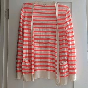 J.crew Neon Orange Striped Cardigan